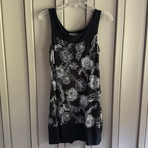 Linea Donatella Black & White Floral Sleep Dress size Small